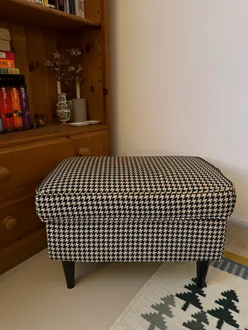 IKEA Small Houndstooth Upholstered Ottoman / Footstool in Good Condition