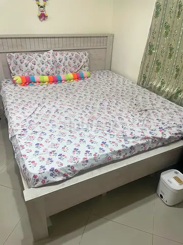 Urgent sale - Light wood king size bed frame with headboard - good condition