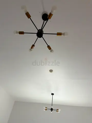 Modern black  brass ceiling chandeliers (set of 2) - used with bulbs
