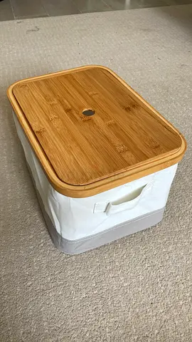 IKEA Collapsible Fabric Storage Box with Bamboo Lid — Medium