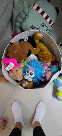 Box of +20 assorted soft plush toys — gently used collection