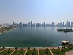 For rent in Sharjah – Al Majaz 1 A nice apartment with a direct sea view, 3 bedrooms and a living 