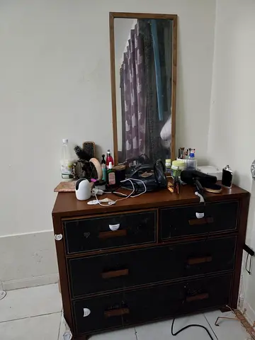 Wooden Dresser with Mirror - 4 Drawers, Good Condition