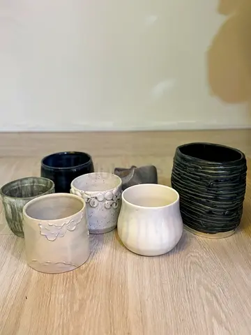 NINE white ceramic planter set pieces