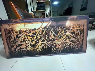 Large Vintage Keys Wall Art Canvas - Antique Style Decorative Painting (120CM X 55CM)
