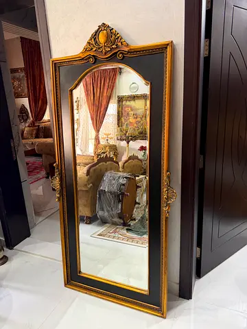 Antique Large Ornate Full-Length Decorative Wall Mirror with Gold Frame