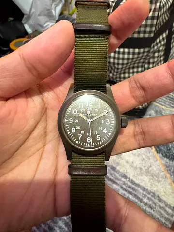 Hamilton Khaki Field-style Military Watch with Olive NATO Strap
