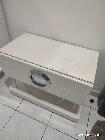 White 2-Drawer Bedside Table / Nightstand with Mirror Accent