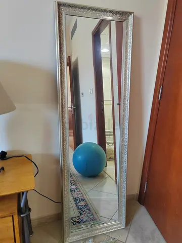 Full-length Silver Framed Leaner Mirror - 180cm x 60cm (Approx.)