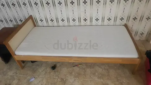 Child bed Single wooden bed frame with mattress - simple sturdy design