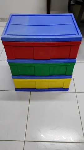 Stackable Plastic Storage Drawers - 3 Tier, Multicolour