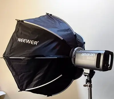 Amaran 300c LED Light on Stand + Neewer Octagonal Softbox and grid