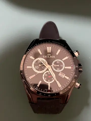 Black men’s chronograph wristwatch - Delma style, good condition