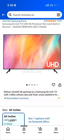 Samsung 65” 4K UHD Smart TV – Excellent Condition