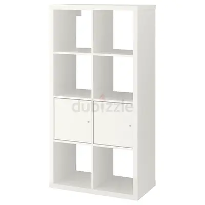 White 8-Cube Storage Shelf with 2 Doors - Good Condition