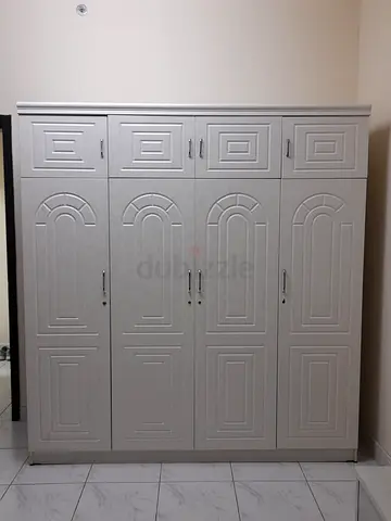 Large 4-Door Wardrobe / Armoire in Light Grey - Good Condition