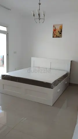 Ikea Brimnes White wooden double bed with storage - good condition
