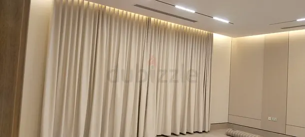 Full-length Beige Curtains with Track and Pelmet - Ready to Install