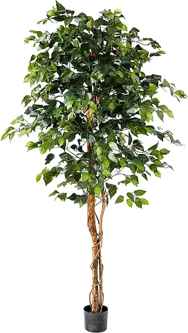 Artificial Ficus Tree with Trunk in Pot – 6ft Indoor Decorative Plant