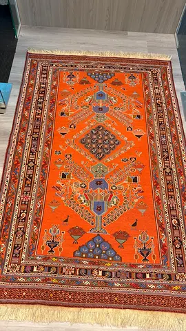 Handwoven Orange Persian-Style Rug - Good Condition, 4x6 Approx