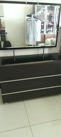 Dresser with Large Mirror - Dark Wood