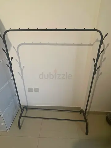 Metal freestanding clothes rack with hooks - simple design