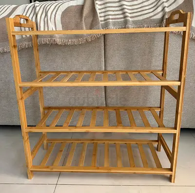 Solid Bamboo 4-Tier Shelving Unit / Shoe Rack - Light Wood Finish
