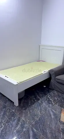 Single white wooden bed frame with headboard - good condition