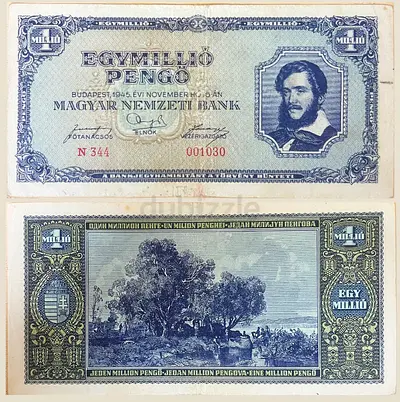 Hungary 1 Million Pengo Banknote, 1945, P-122, Used