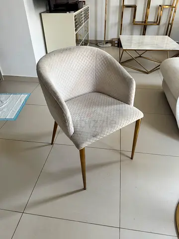 Three cream quilted dining/ accent chair all for 30