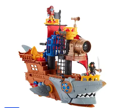 IMAGINEXT Shark Bite Pirate Ship Playset, Interactive Toy - Multicolor