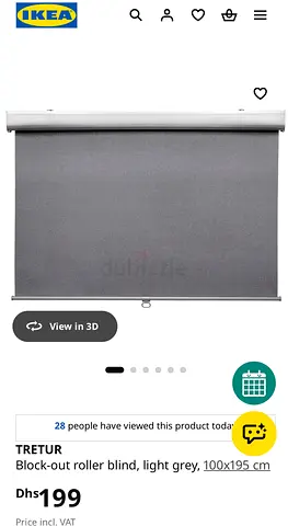 IKE block-out roller blind, light grey, 100x195 cm. Barely used, like new. Price is final.
