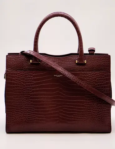 Saint Laurent croc-embossed leather tote bag - burgundy, excellent condition