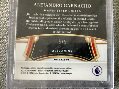 Alejandro Garnacho 2023-24 Panini Select Mezzanine Prizm 5/5 Manchester United Card (Encapsulated)