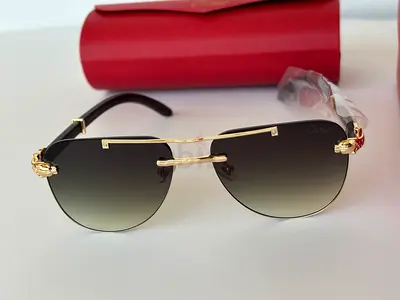 Womens designer-style aviator sunglasses with gold accent