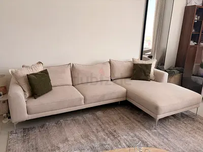 Home Centre 3-Seater L Shape Sofa | Beige