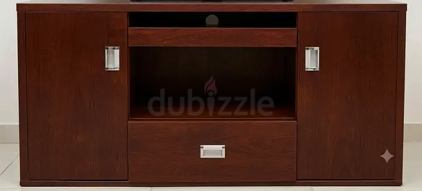 Solid Wood TV Cabinet / Entertainment Unit with Storage - Dark Brown