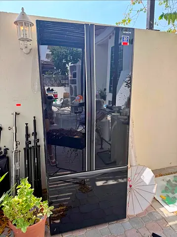 Hitachi Black Glass French door refrigerator Good Condition