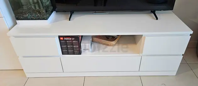 IKEA MALM TV Bench – Matte White 5-Compartment Media Console