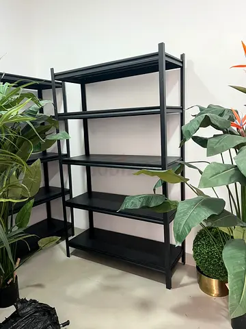 Sturdy Black Metal 5-Tier Storage Shelving Unit - size 1m/40/240cm height