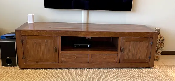 Maison Chic Solid Wood TV Cabinet / Entertainment Unit - , Natural Finish