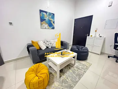 Furnished Studio apartment for monthly rent 🏡 in Ajman, Al Jurf 2 ✔️ Including bills & internet ⚡📶 Excellent space + semi-separate kitchen!