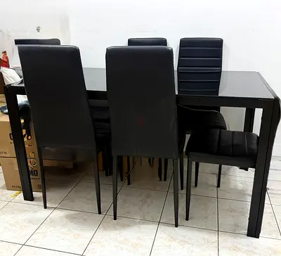 6-Seater Glass Dining Table Set – Includes 6 Chairs