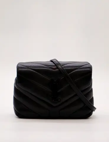 Black Quilted YSL Logo Crossbody Bag — Compact Shoulder Bag