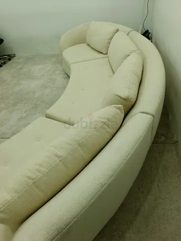 Expensive quality crate and barrel beige color corner sofa