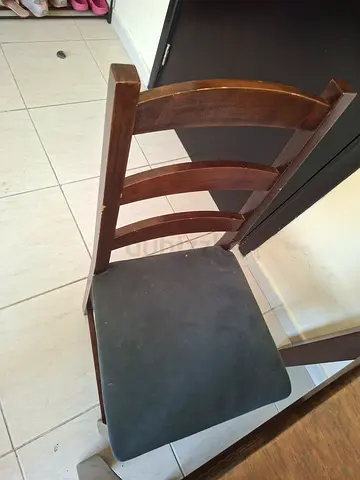 Wooden Dining Chair with Padded Seat - Dark Brown