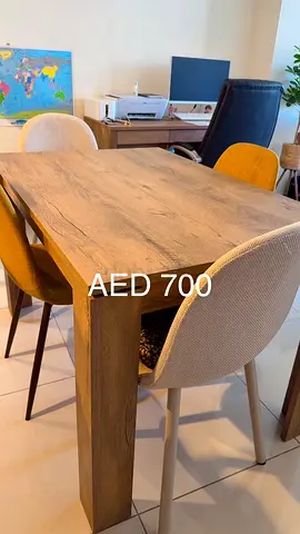 Solid Wood Dining Table (Seats 4-6) - Good Condition AED 700
