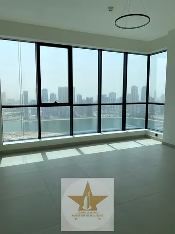 👑 Royal Living & Brand New (First Tenant)! Palatial 3,200 Sq.Ft Apartment for Rent in Sharjah Terraces Tower – Direct Al Khan Lake View with 2 Privat