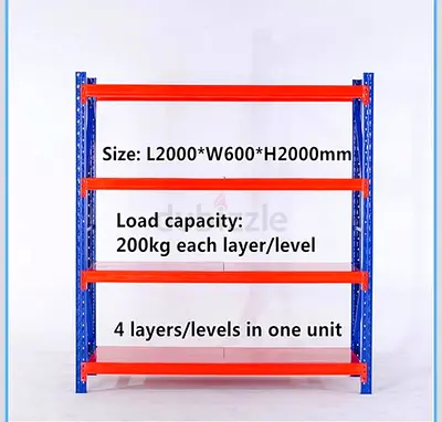 Heavy Duty Warehouse Storage Rack - 200kg/level, 4-tier (2000x600x2000mm)