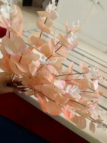 Set of Pale Pink Artificial Eucalyptus Stems - Decorative Faux Flowers